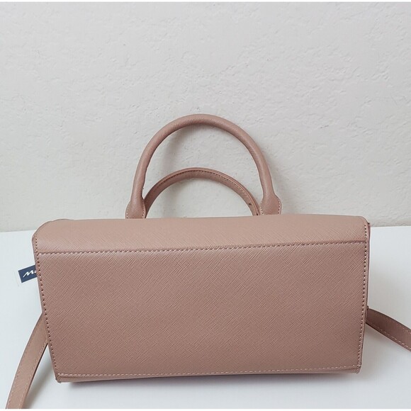 Myztique Handbag Satchel Genuine Vegan Leather Nude Medium Classic Work NEW Tags - Picture 7 of 9